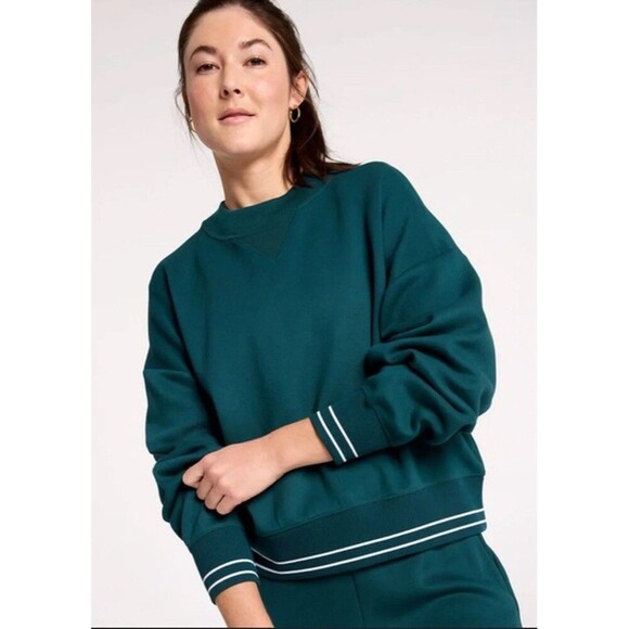 CALIA Scuba Pique Crew Sweatshirt Women Large Sea Green Athleisure Soft Pullover - Picture 1 of 12